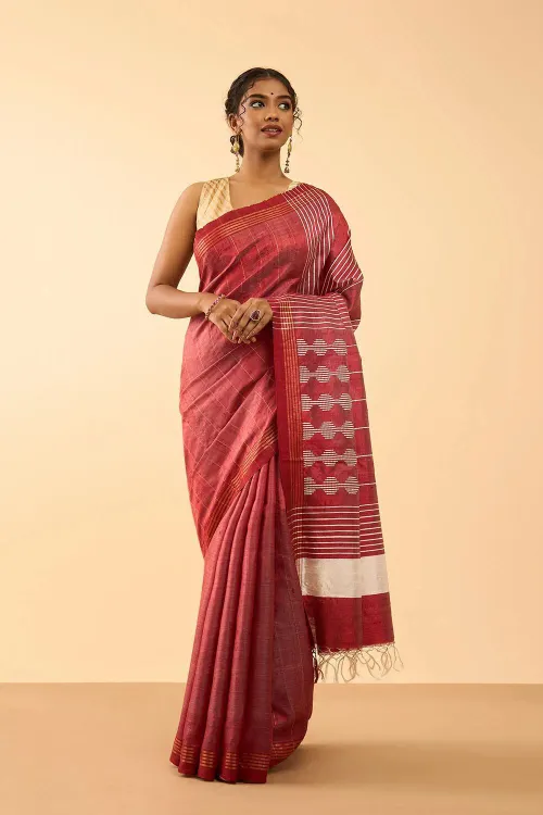 Hand Woven Handloom Raw Silk Saree with Rich Traditional Texture